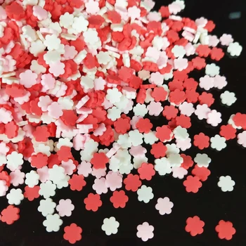 

20g/lot Red White Pink Plum Blossom Flowers Polymer Clay Colorful for DIY Crafts Tiny Cute 5mm plastic klei Mud Particles