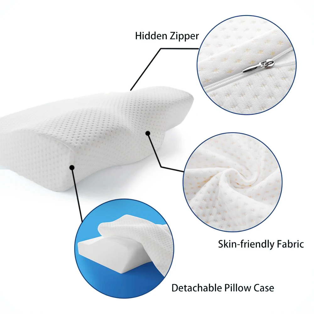 Slow Rebound Pillow Memory Foam Home Textiles Relax Office Sleeping 50*30cm Comfortable Butterfly Shaped Neck Protection