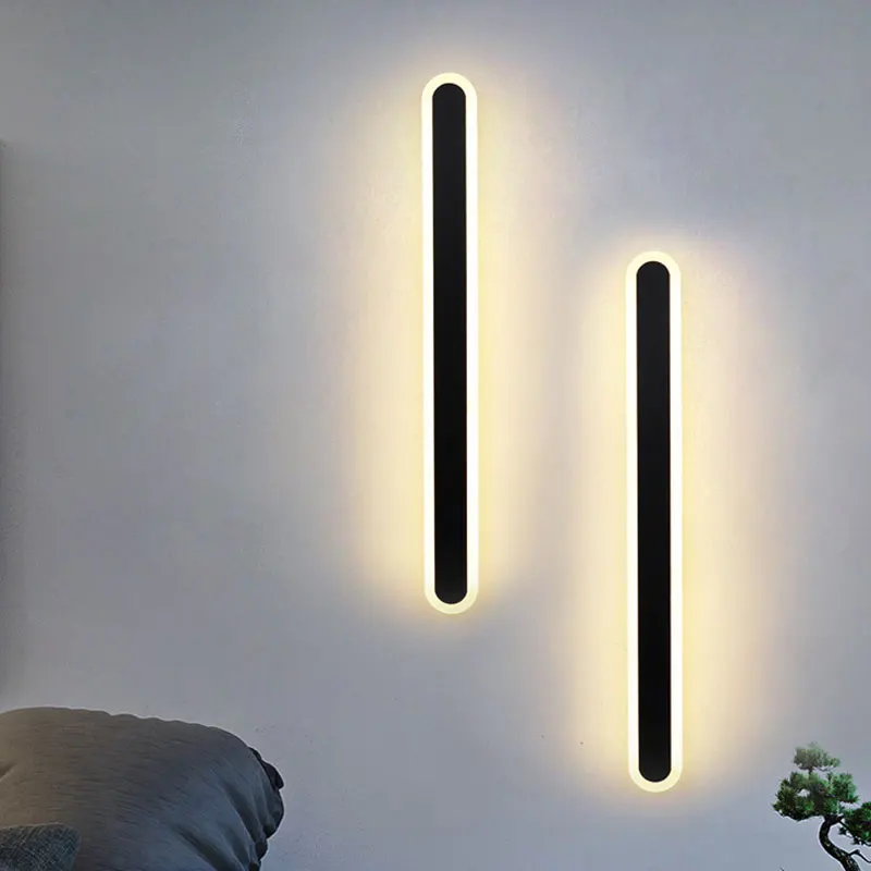 

Modern LED Line Wall Light Bathroom Mirror Light Bedroom Bedside Wall Lamp Indoor Decoration Lighting Iron Acrylic Sconce Lamp