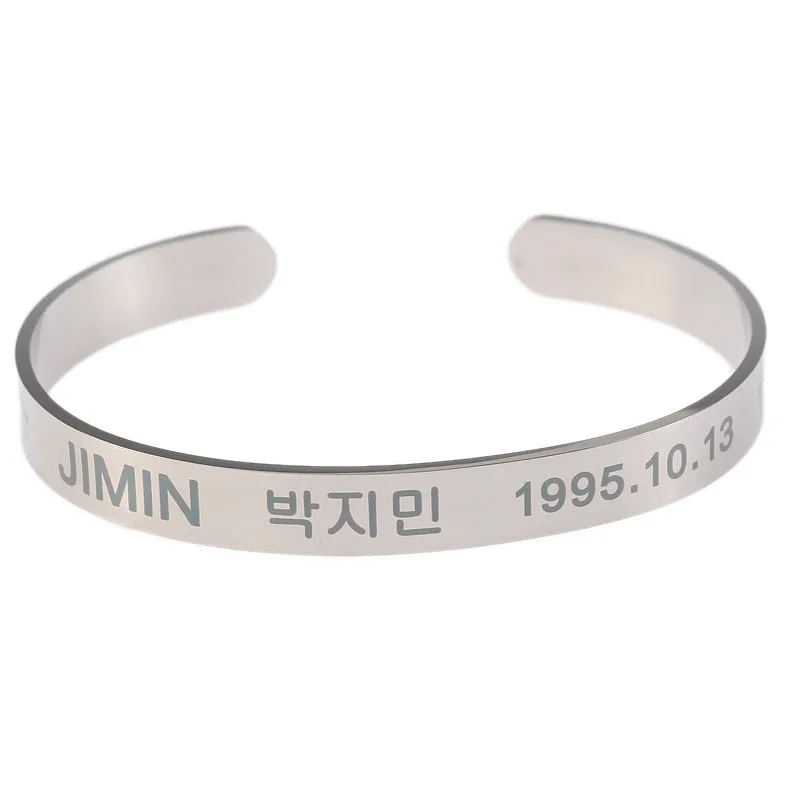 Kpop Bangtan мальчики металлическое имя JUNG KOOK JIMIN J-HOPE SUGA браслет Цзинь браслет для женщин мужские ювелирные аксессуары Ким Тхэ хюнг - Окраска металла: JIMIN