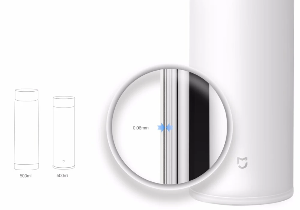 Термос-бутылка xiaomi mijia, 500 мл, Термокружка, тепловая вакуумная кружка, 12 часов, сохраняет тепло, холодная вода, подарок на день рождения для мальчика, девочки, подруги, женщины