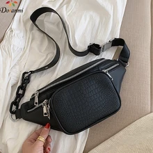 DORANMI, каменный узор, Женская поясная сумка, кожаная сумка,, на цепочке, на ремне, через плечо, на груди, женская маленькая сумка на пояс, BG259