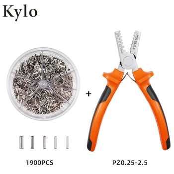 

0.25-2.5mm 1900pcs 5 Size Cable Wire Portable Terminal with Hand Ferrules Crimper Plier Crimp Tool Kit Set AWG 10-23