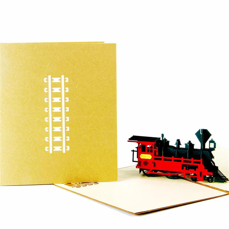 Train Aircraft Sailboat 3D Pop-Up Graduation Creative Greeting Card Production Vintage Postcard Gift Boy's Birthday Thanksgiving