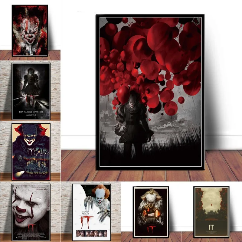 Stephen King Pennywise Posters Thriller Anime IT Horror Movie Canvas Painting Prints Wall Art Picture for Living Room Home Decor | Дом и сад