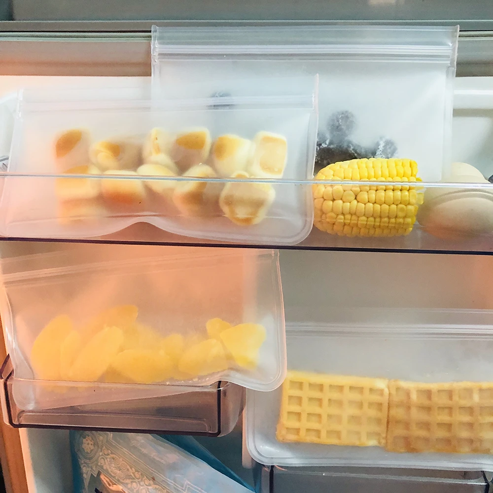 Силиконовая сумка для хранения еды, многоразовая сумка-морозильник Ziplock, герметичный кухонный органайзер для фруктов, одобрено FDA, BPA бесплатно