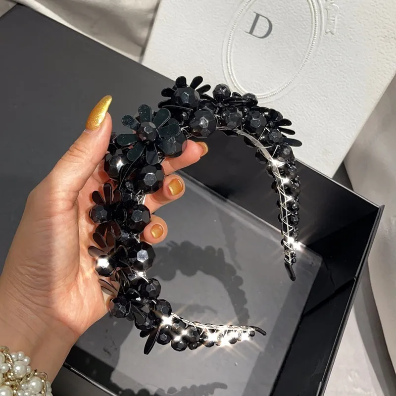 Повязка на голову Стразы в стиле барокко с красивыми лепестками и кристаллами