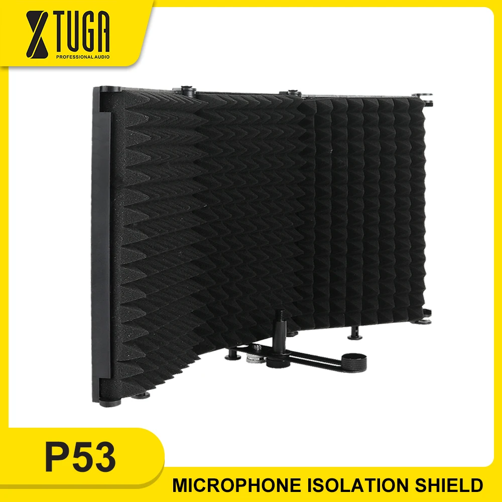 XTUGA 3 Pannels Microphone Isolation Shield Foldable Portable High Density Sound Absorbing Foam Panel for Studio