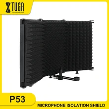 XTUGA 3 Pannels Microphone Isolation Shield Foldable Portable High Density Sound Absorbing Foam Panel for Studio