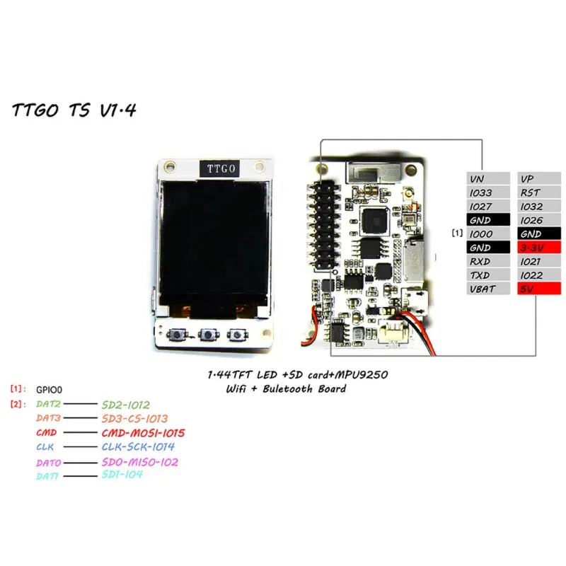 TTGO ESP32 TFT SD карта MPU9250 Bluetooth WiFi электронный модуль V1.4 с динамиками и 3 5 дюймовым