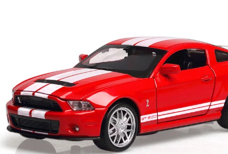 Высокая имитация литья под давлением 1:32 игрушечных транспортных средств Mustang Shelby GT500 модель автомобиля металлический со звуком светильник игрушка автомобиль подарки - Цвет: Красный