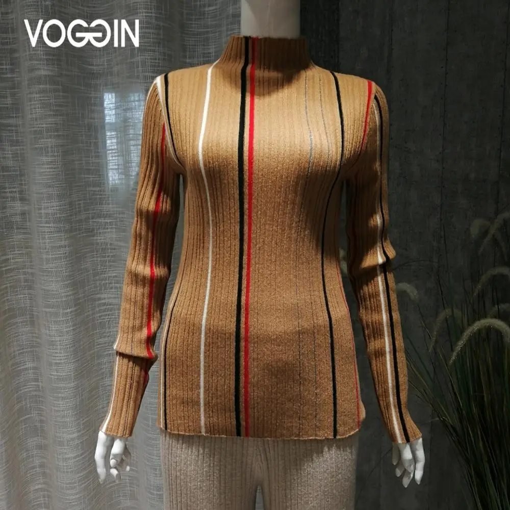 

VOGGIN Women sweaters jumper pullover 100% Merino wool Roll Neck bodysuits Knitwear Turtleneck sweater Autumn