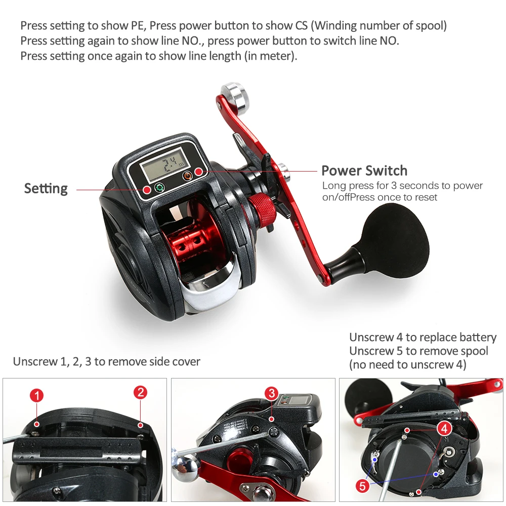 13+1 Ball Bearing Left / Right Fishing Reel with Digital Display Baitcasting Line counter Reel 6.3:1 Casting Reel 13+1 Ball Bearing Left / Right Fishing Reel with Digital Display Baitcasting Line counter Reel 6.3:1 Casting Reel