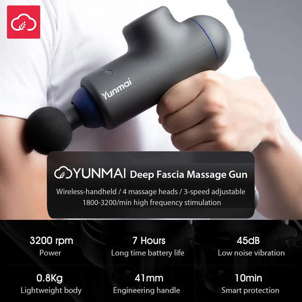 Xiaomi Yunmai массаж мышц пистолет глубокий тканевый массаж терапевтическая, для мышц боль после тренировки упражнения похудение фитнес облегчение