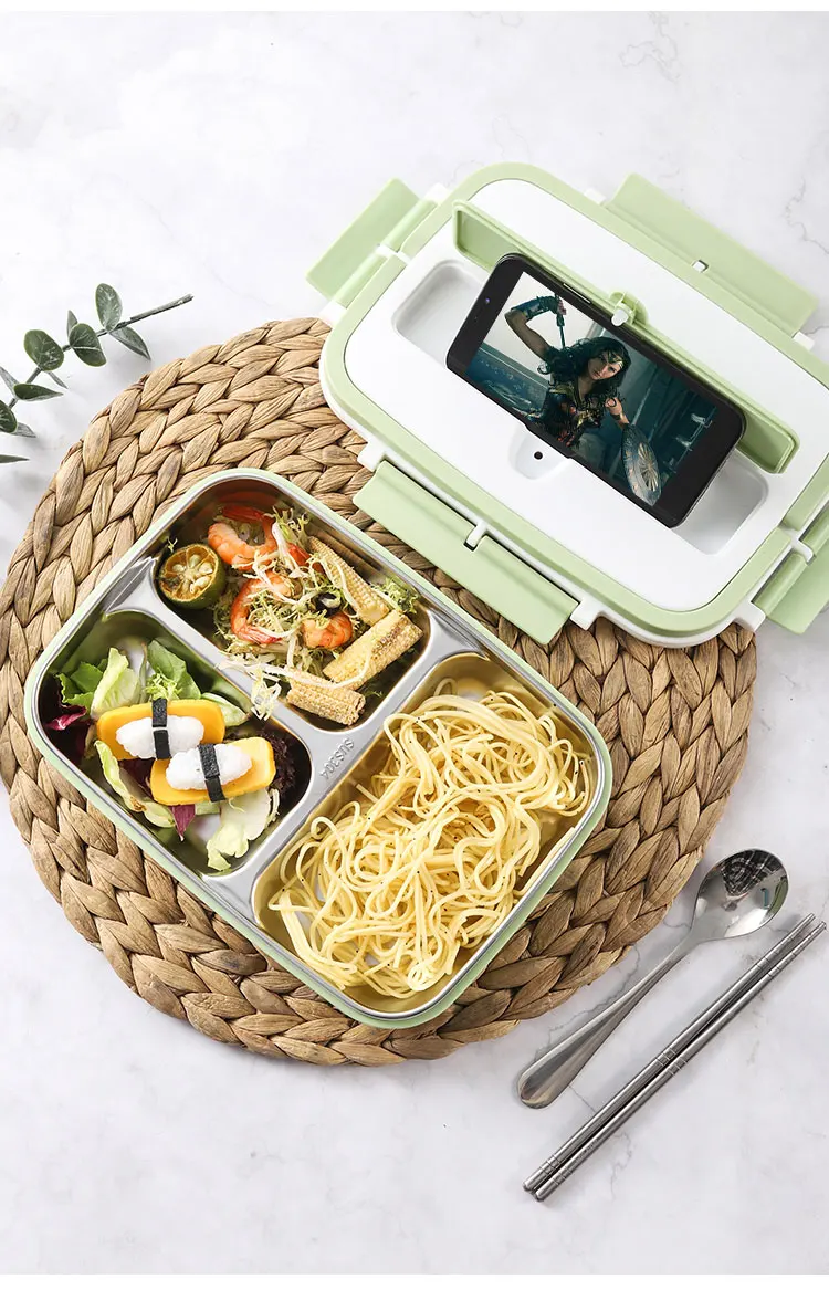 

New Lunch Box With Portable Handle 1200ML Thermal Food Container leakproof Kid Child Stainless Steel Microwave Thermos Bento Box