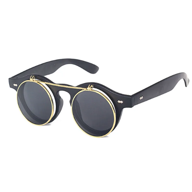 Винтажные стимпанк Солнцезащитные очки с накладкой круглый металлический Ретро рамка солнцезащитные очки для мужчин и женщин брендовые дизайнерские круглые очки Oculos - Цвет линз: 04