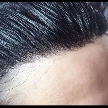 

Natural Hairline V Loop Human Hair Mens Toupee Free Style 10*8 inch Ultra Thin Skin Hairpieces Replacement Systems Men Hair