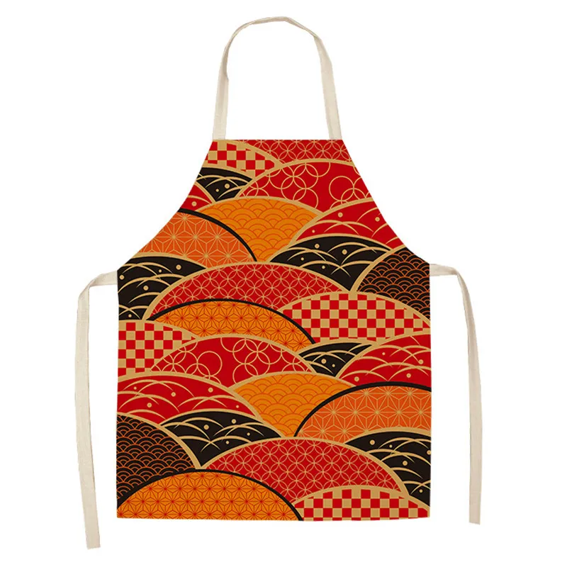 Sea Mark Pattern Kitchen Aprons for Women Cotton Linen Bibs Household Cleaning Pinafore Home Cooking Apron