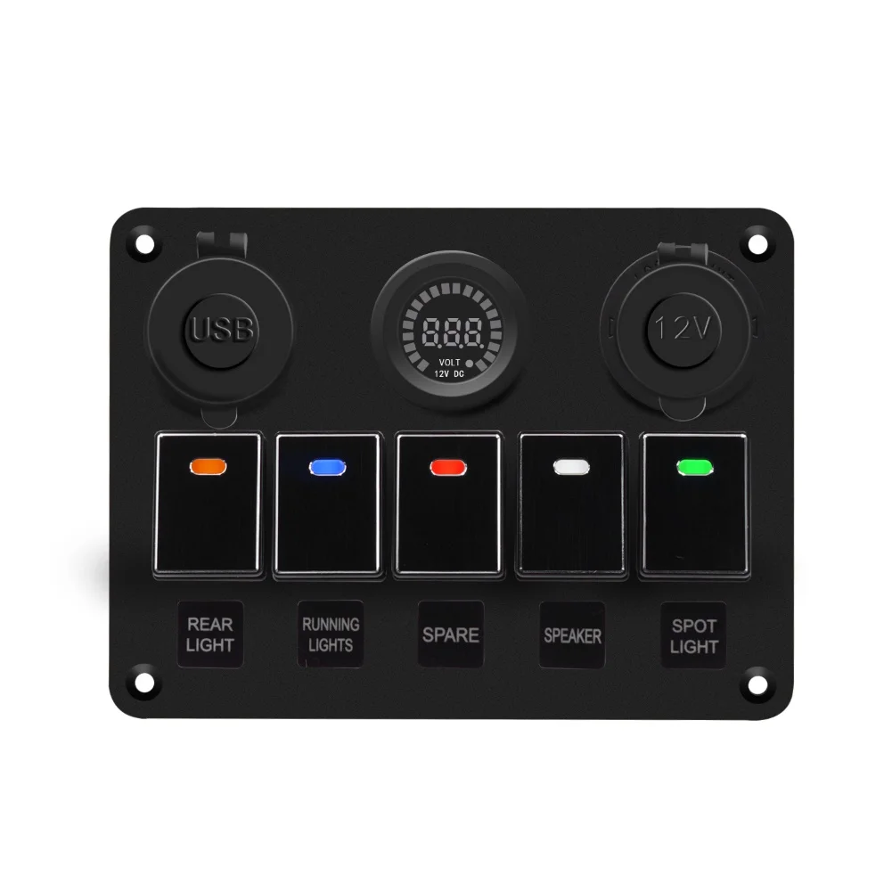 5 Gang морской катер автомобиля цифровой вольтметр QC3.0 Dual USB светодиодный кулисный переключатель Панель