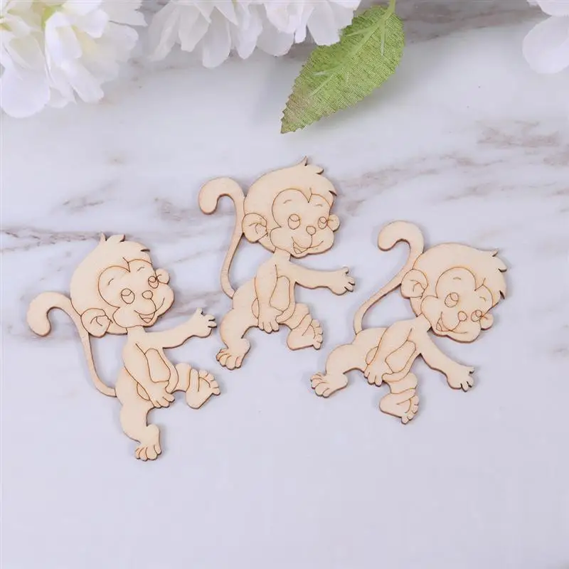 40 шт. деревянные чипсы DIY мультфильм ручная декоративная живопись кошка Лев собака модели животных обезьяна деревянные чипсы для рукоделия украшения