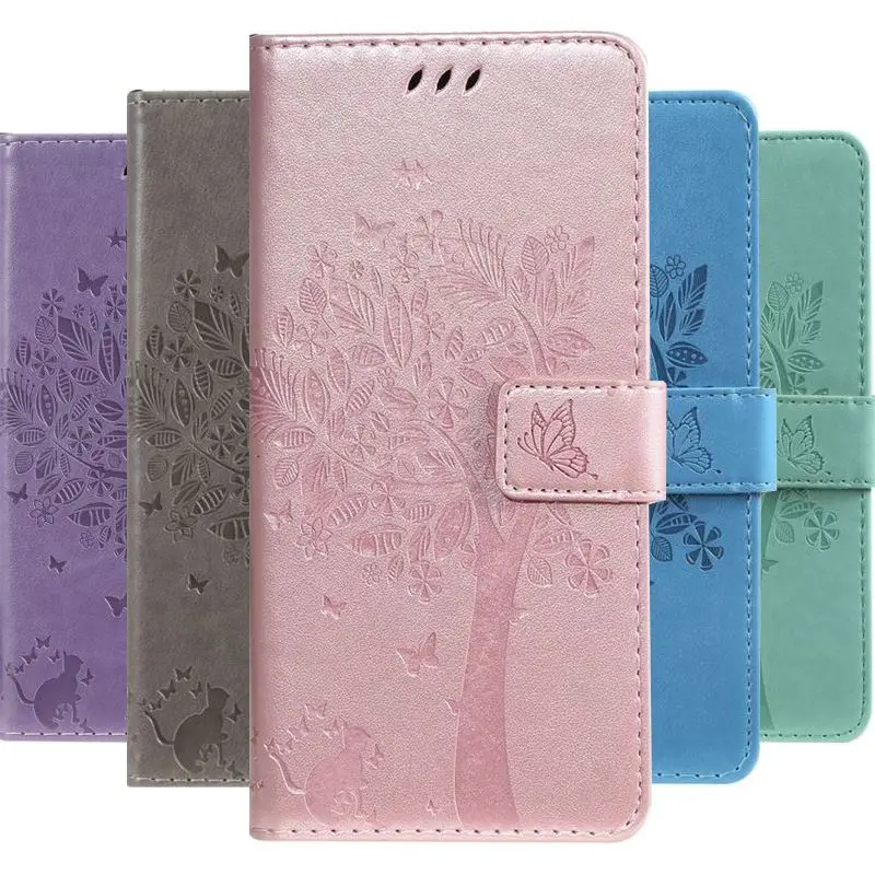

Single Color Tree Cat Case For WIKO Lenny 4 3 2 Pulp 4G Fab Slide 2 Slide2 Wallet Card Slot Case Red Gray Blue Flip Cover DP06F
