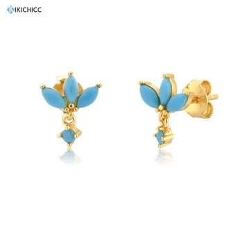

Kikichicc 925 Sterling Silver Gold Turquoises Zircon Stud Earring Luxury Women Fashion Jewelry 2020 Piercing Ohrringe Rock Punk