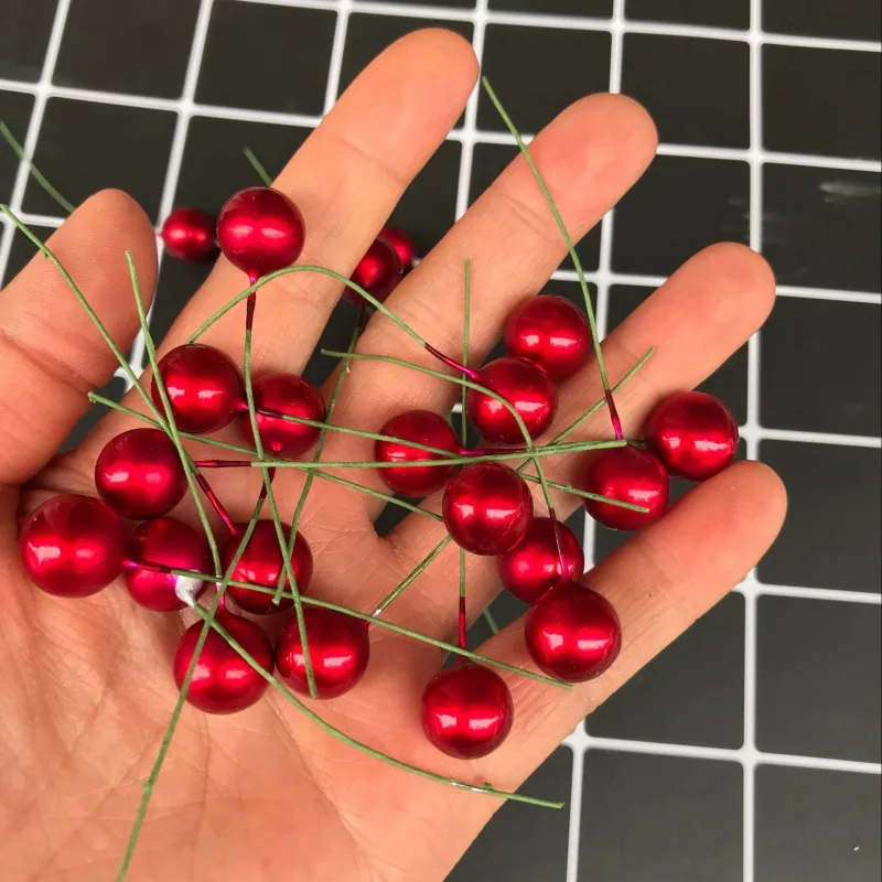 50 шт. искусственные красные ягоды остролиста Рождество DIY для дома садовые украшения Рождественские принадлежности 1,2 см
