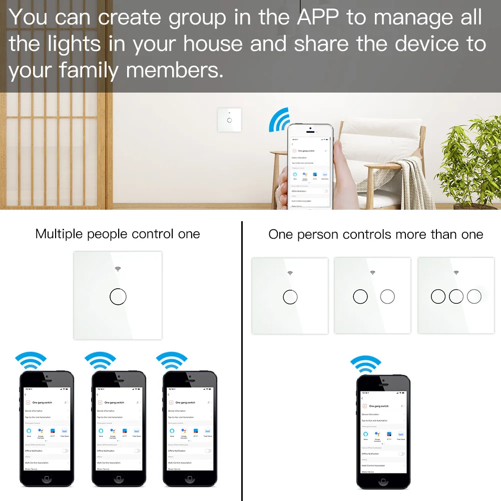 Moes ZigBee Wall Touch Smart Light Switch With Neutral/No Neutral,No Capacitor Needed Smart Life/Tuya Works with Alexa,Google Moes ZigBee Wall Touch Smart Light Switch With Neutral/No Neutral,No Capacitor Needed Smart Life/Tuya Works with Alexa,Google