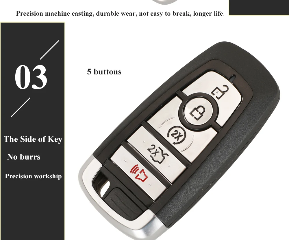Keyforkess caso chiave dell'automobile per Ford Ranger Fusion Mustang Raptor Explorer F-150 F250 F-350 4/5BTN copertura chiave a distanza Fob Shell - H414400b5aae0407b94c1a8a3cc49b305O