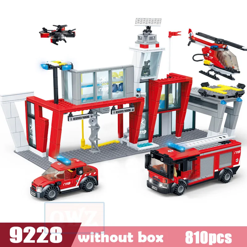 

Fire Station Ambulance Plane Car Building Blocks Bricks Assembled Educational Leloingly Toys For Children Compatible Brinquedos
