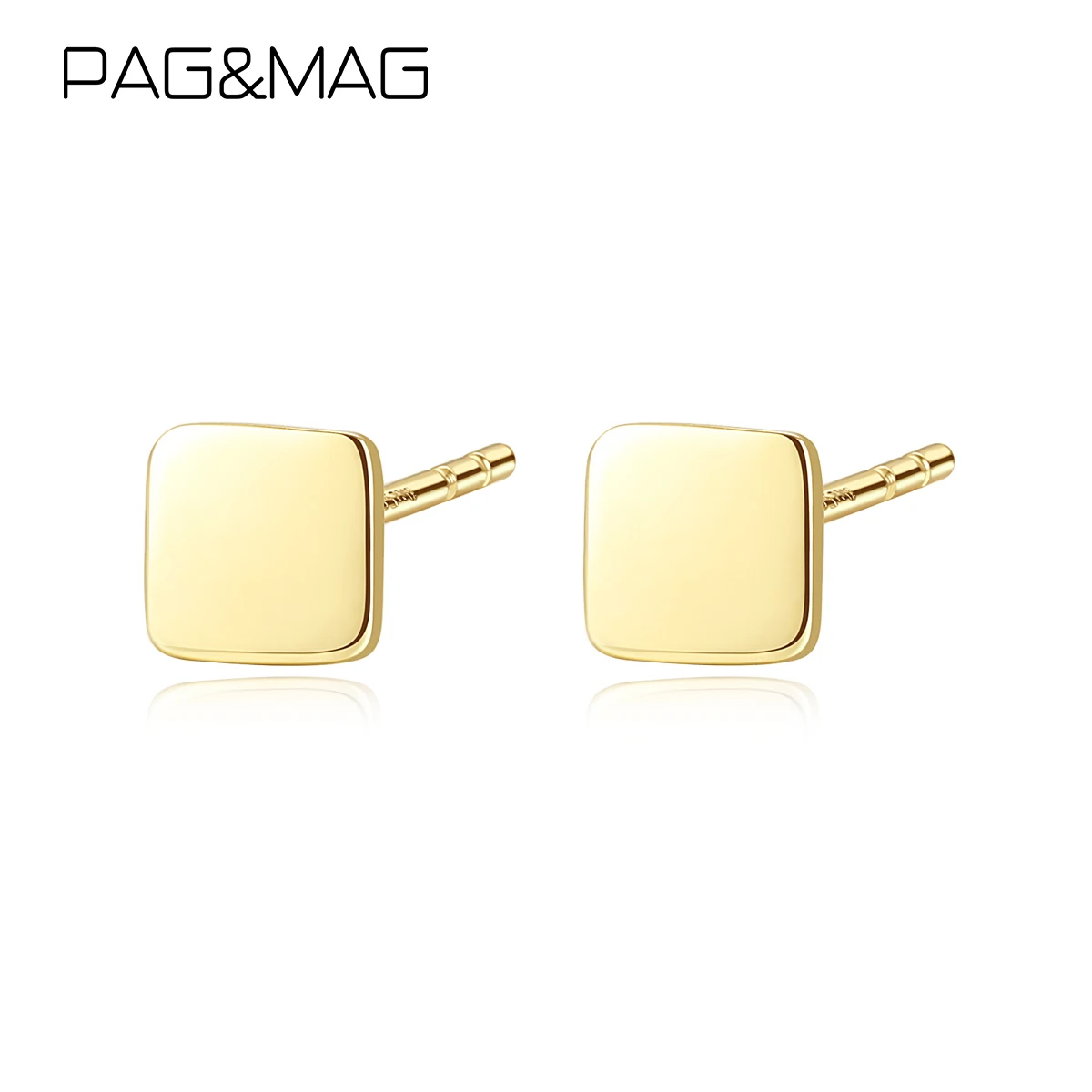 PAG &amp MAG маленькие милые Квадратные 14K золотые серьги гвоздики для женщин