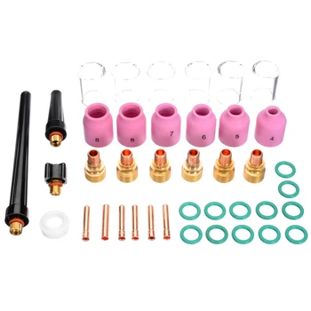 

40Pcs/Lot TIG Welding Kit Torch Collet Gas Lens Pyrex Glass Cup Practical Welding Accessories for WP-9/20/25