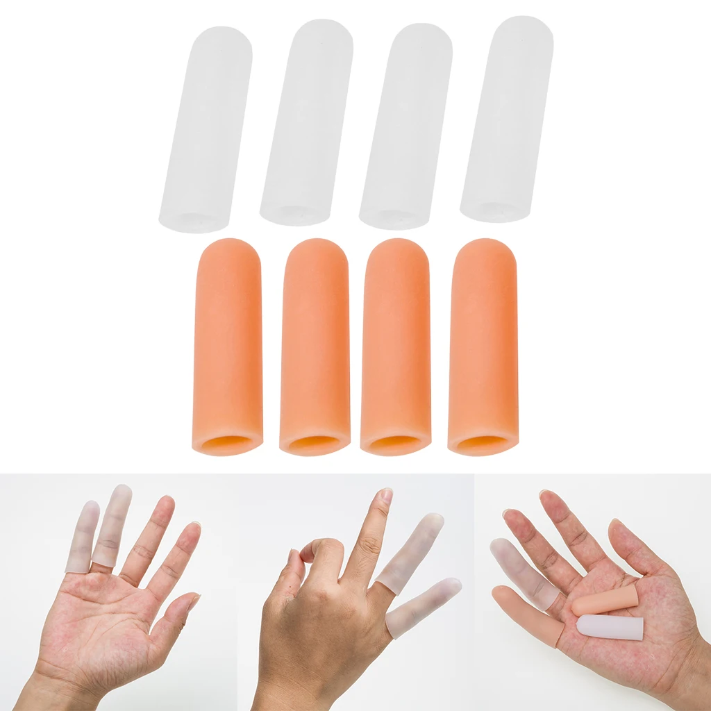 4 Pairs Silicone Finger Arthritis Protective Splint Cap Cover Sleeves Tubes