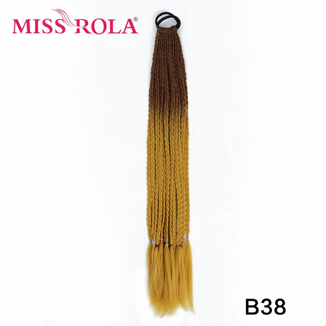 Synthetic Chignon Hair 60cm Hair Color Gradient Dirty Braided Ponytail Women Elastic Hair Rubber Band Hair Accessories Headband B38