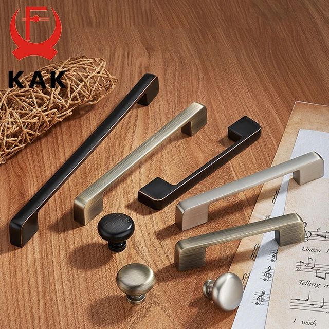 KAK-tirador negro de aleación de aluminio para muebles, Pomos y tiradores  para puerta de armario de cocina, herrajes para puertas de muebles -  AliExpress