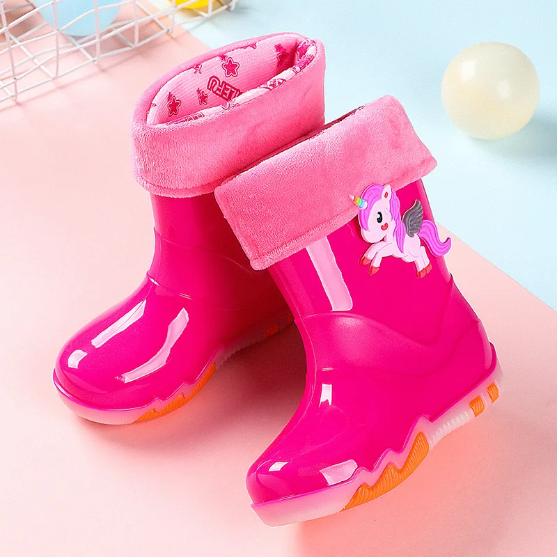 

New Kids Rain Boots Boys Rubber Boots Children Rainboots Cartoon Pink Unicorn/dinosaur Girls Water Shoes Four Seasons Removable