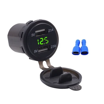 

TiOODRE Boat Motorcycle Car USB Charger Socket Voltmeter Cigarette Lighter Car Dual USB Charger Adapter Voltage 4.2a 12v