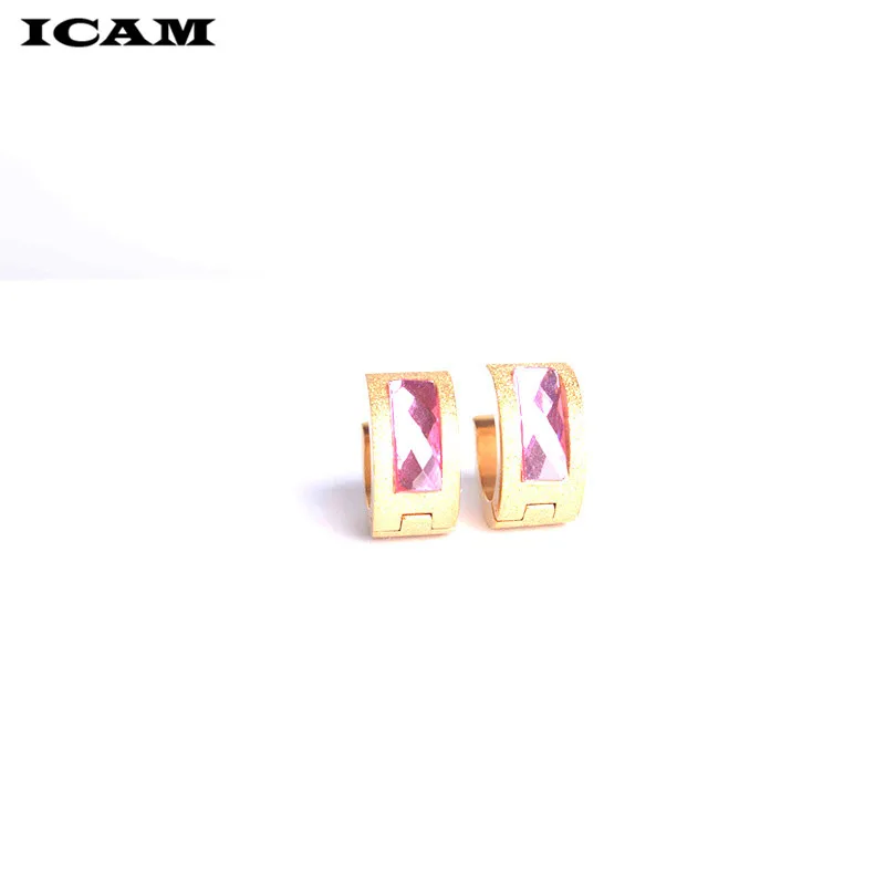 ICAM блестящие стразы из нержавеющей стали маленькие серьги-кольца для женщин и девочек новые модные ювелирные изделия оптом