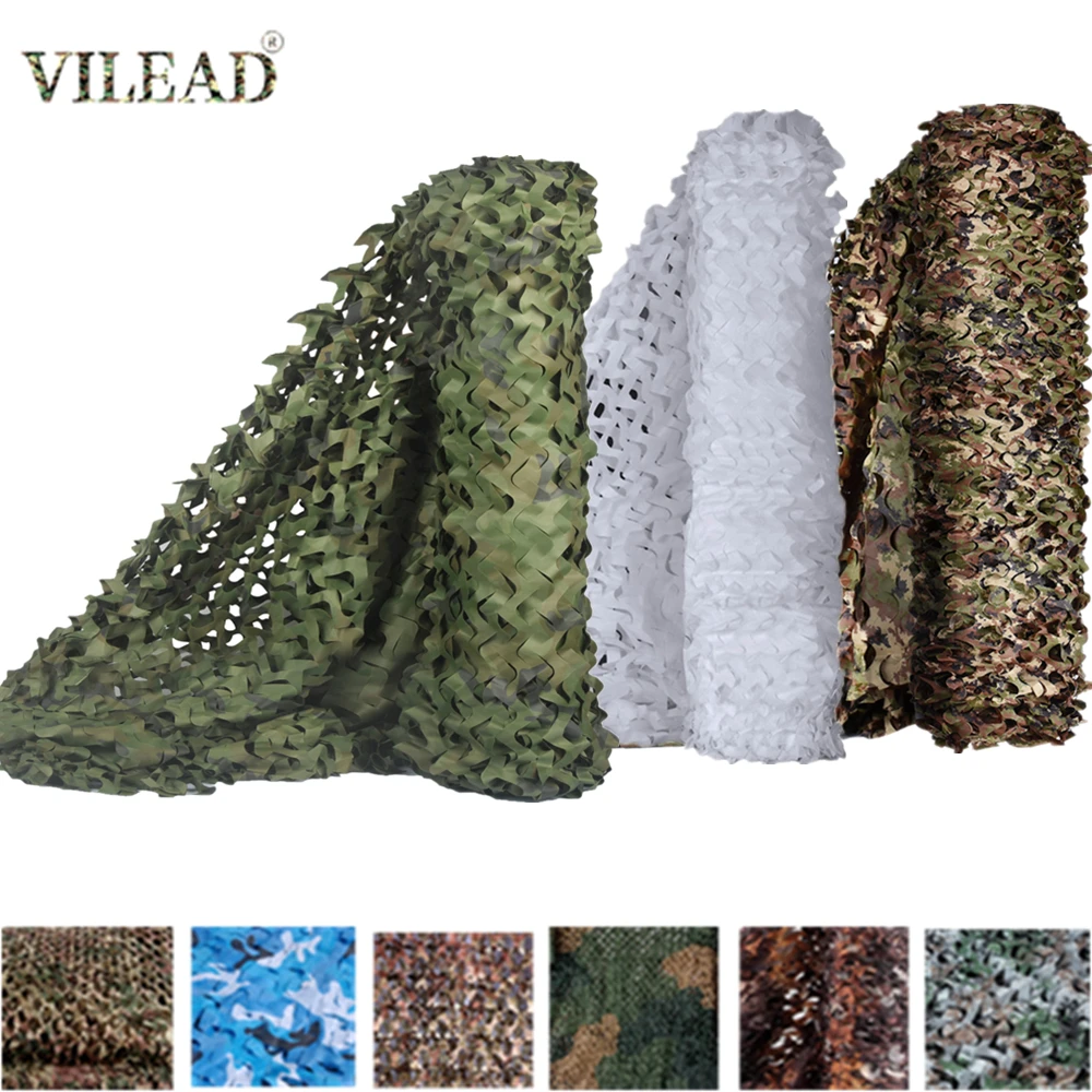 VILEAD Simple 1.5x6 1.5x10 Camouflage Nets White Mesh 1.5M Army Military Camo Netting for Hunting Car Covers Tent Sun Shelter