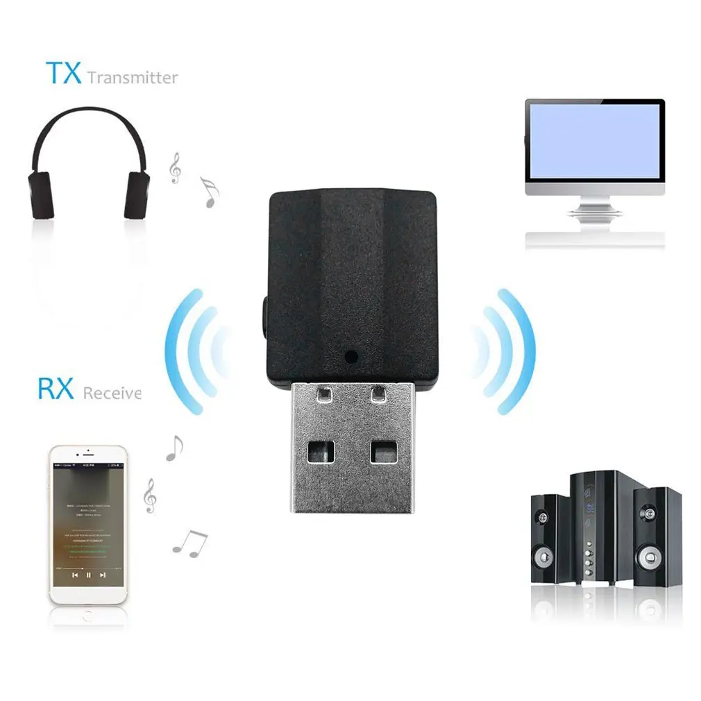 2 в 1 bluetooth 5,0 аудио приемник передатчик беспроводной адаптер Мини 3,5 мм AUX Стерео Bluetooth передатчик для телевизора ПК автомобиля