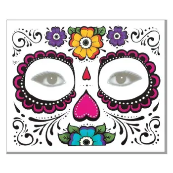

Halloween Face Temporary Tattoos Stickers Day of the Dead Sugar Skull Floral Skeleton Mask Unisex Mexican Party Favor Supplies