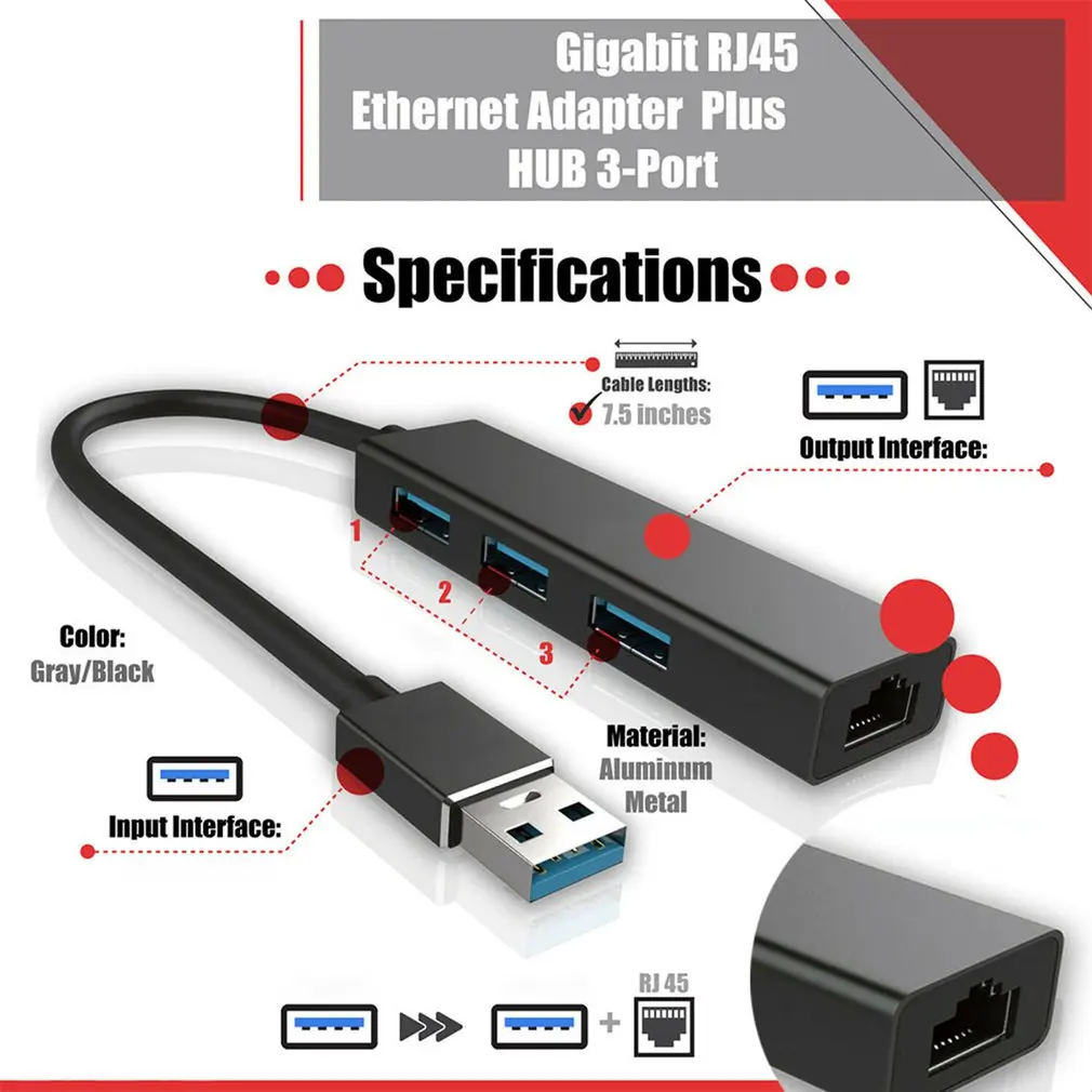 Usb 3 0 концентратор Gigabit Ethernet Lan Rj45 1000 Мбит/с сетевой адаптер порта для Mac Pc