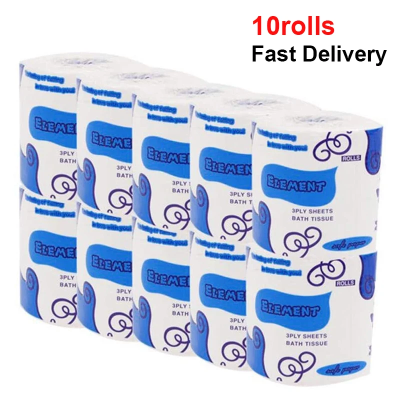 

10 Rolls Silky & Smooth Soft 3-Ply Toilet Paper Home Kitchen Toilet Tissue Soft Strong and Highly Absorbent Hand Towels