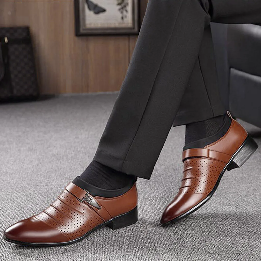 Классические Мужские модельные туфли в деловом стиле модные элегантные официальные свадебные туфли мужские офисные туфли-оксфорды без шнуровки черного цвета, размеры 38-48