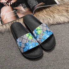 Enplei Summer Man Slippers Luxury Leather Star Floral Roman Sandals Outdoor Non-slip Beach Slides Rubber PU Size 35-46