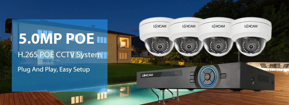 LOXCAM H.265+ камера видеонаблюдения системы безопасности 8CH 5MP POE NVR комплект 48 В 5MP антивандальный открытый аудио запись звука POE IP камера Onvif