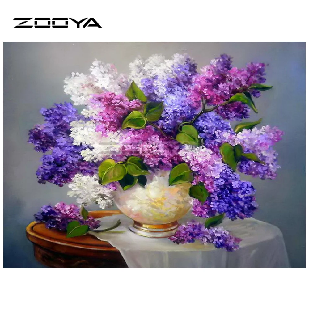 ZOOYA Алмазная вышивка 5D DIY Алмазная картина Сиреневый цветок желтая бутылка Алмазная вышивка крестиком Стразы мозаика BY13 - Цвет: Белый