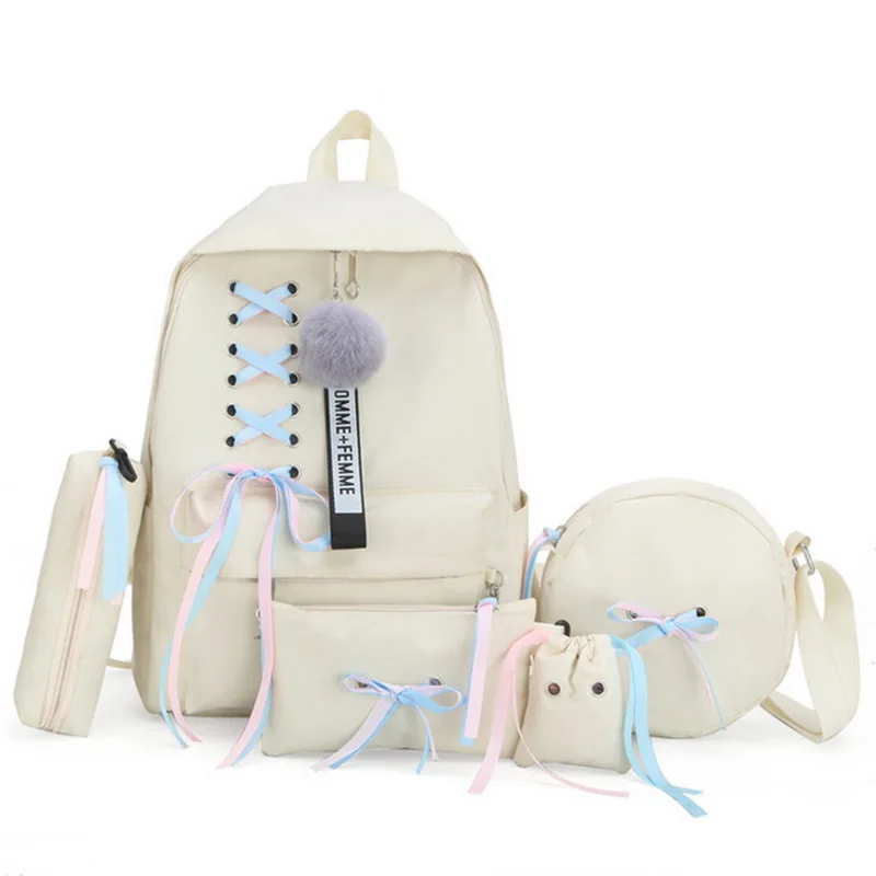 4 шт., холщовые рюкзаки, детские школьные сумки для девочек и мальчиков, Повседневная дикая школьная сумка, модный рюкзак, рюкзак для подростков - Цвет: D