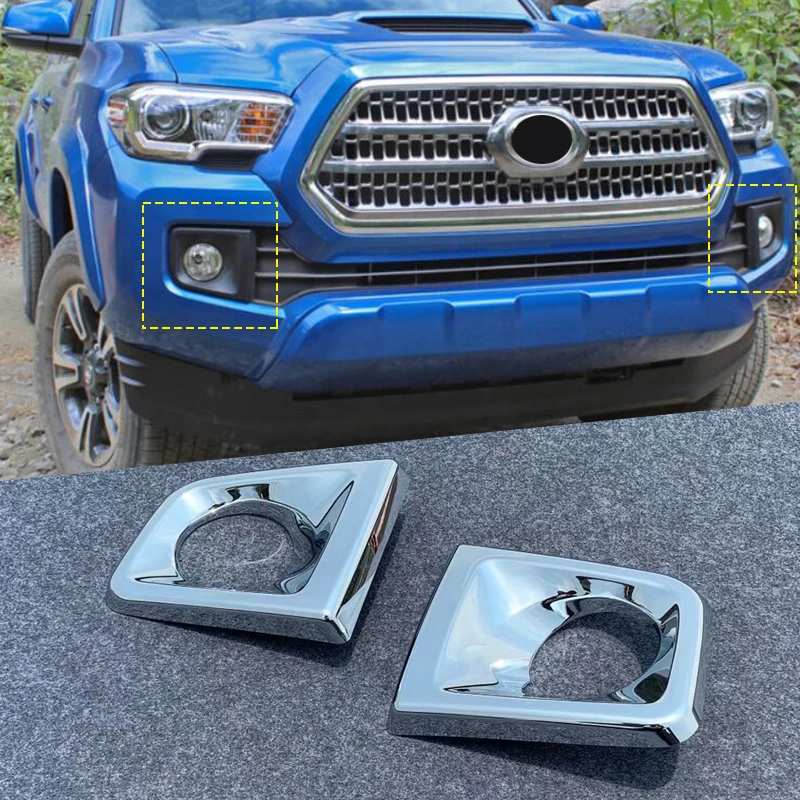 

Front Fog Light Lamp Cover ABS Chrome Trim Foglight Molding Garnish Bezel Protector For Toyota Tacoma 2015 2016 2017 2018 2019