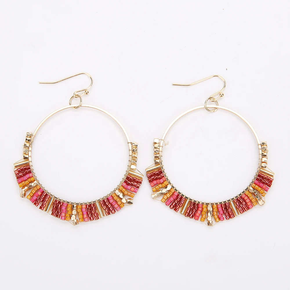 SHINUS BOHO серьги для женщин модные геометрические разноцветные очаровательные серьги MIYUKI pendientes mujer moda MIYUKI ювелирные изделия для женщин - Окраска металла: MI-E0002B